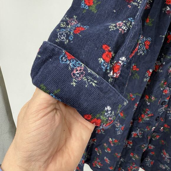 Vermont County Store Farmhouse Maxi Dress Medium Pockets Blue Corduroy Floral - Picture 9 of 14